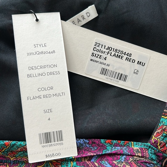 VERONICA BEARD Bellino Dress Flame Red Paisley Long Sleeve Silk Blend Sz 4 NEW - Picture 9 of 10